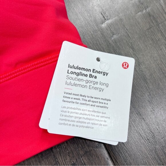Lululemon NWT Energy Longline Bra *Medium Support, B–D Cups Red Glow - Picture 3 of 8